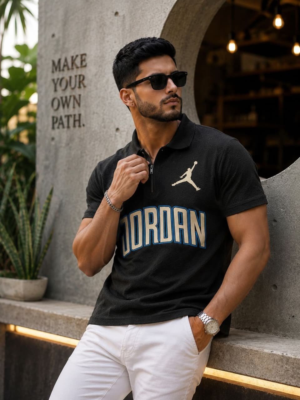 Men's Premium Bubble Popcorn Textured Polo T-Shirt | Lightweight 3D Knit Smart-Casual Tee