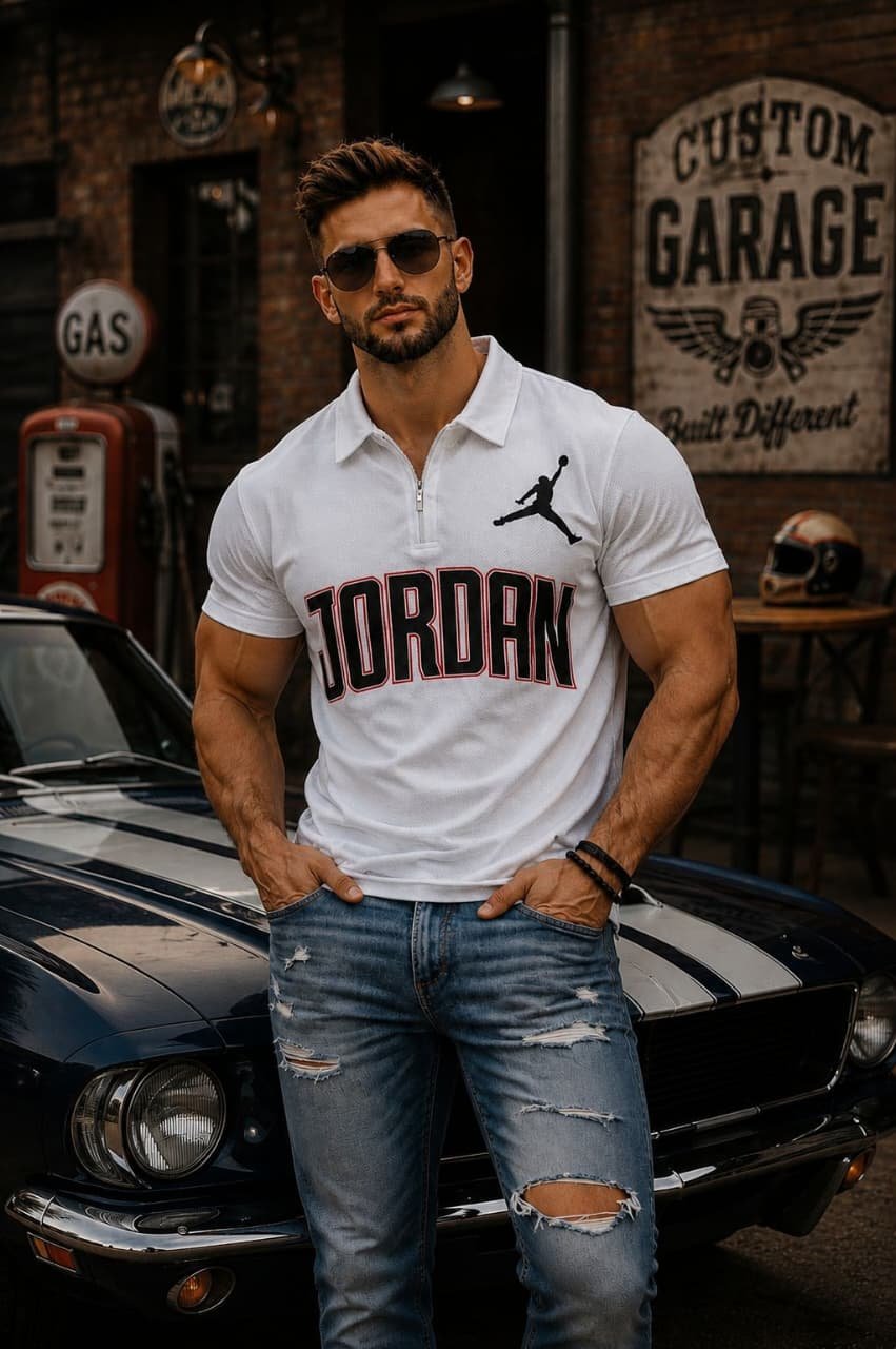 Men's Premium Bubble Popcorn Textured Polo T-Shirt | Lightweight 3D Knit Smart-Casual Tee
