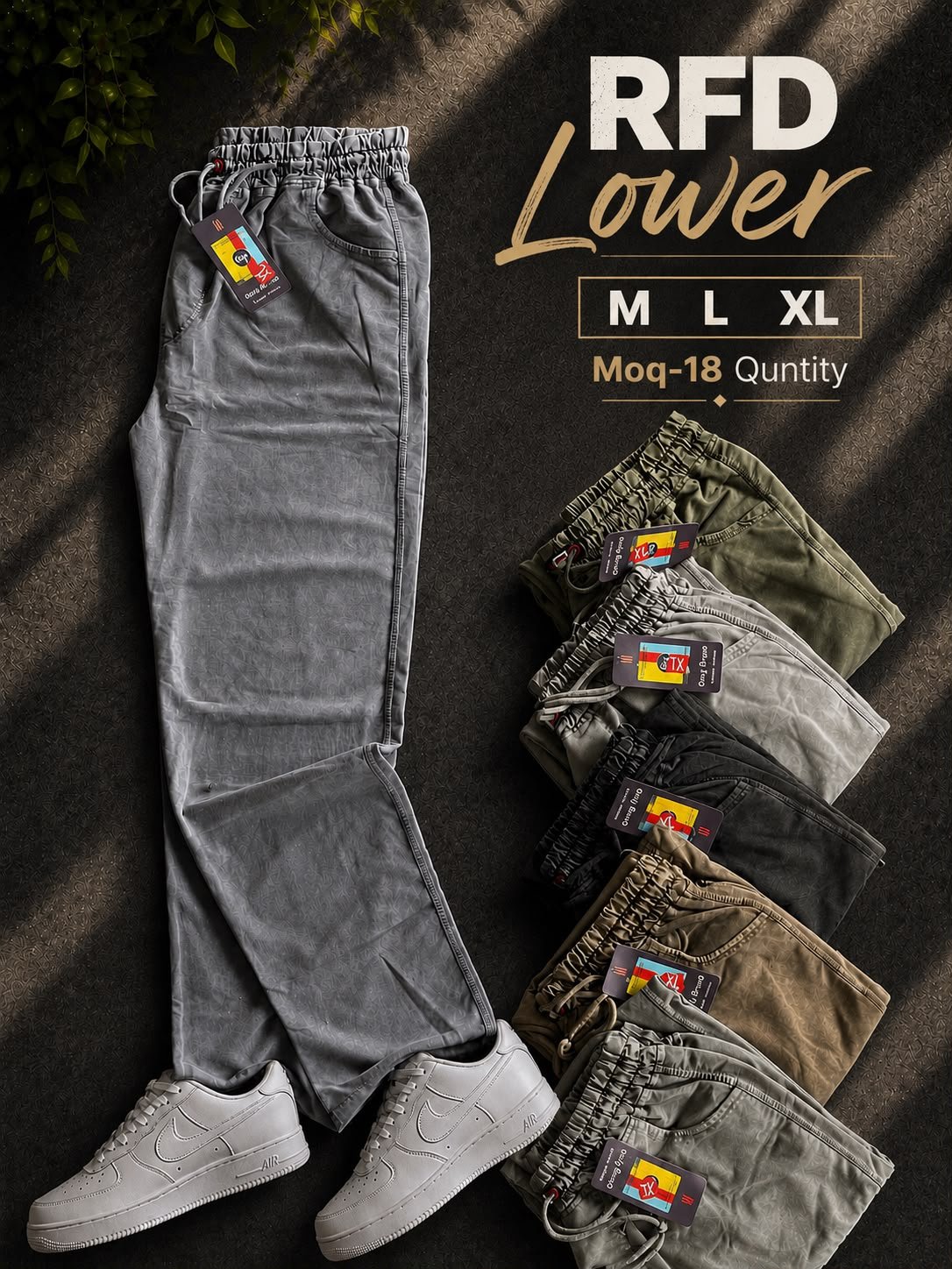 Men's RFD Premium Heavyweight Cotton Lower | Ready-For-Dye Textured Track Pants with Zip Pockets