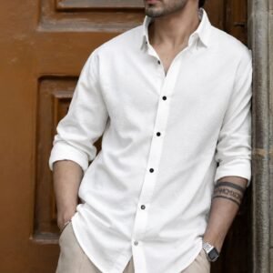 Men’s Premium Imported Bubble Popcorn Full Sleeve Shirt | 3D Textured Smart-Casual Wrinkle-Free Shirt