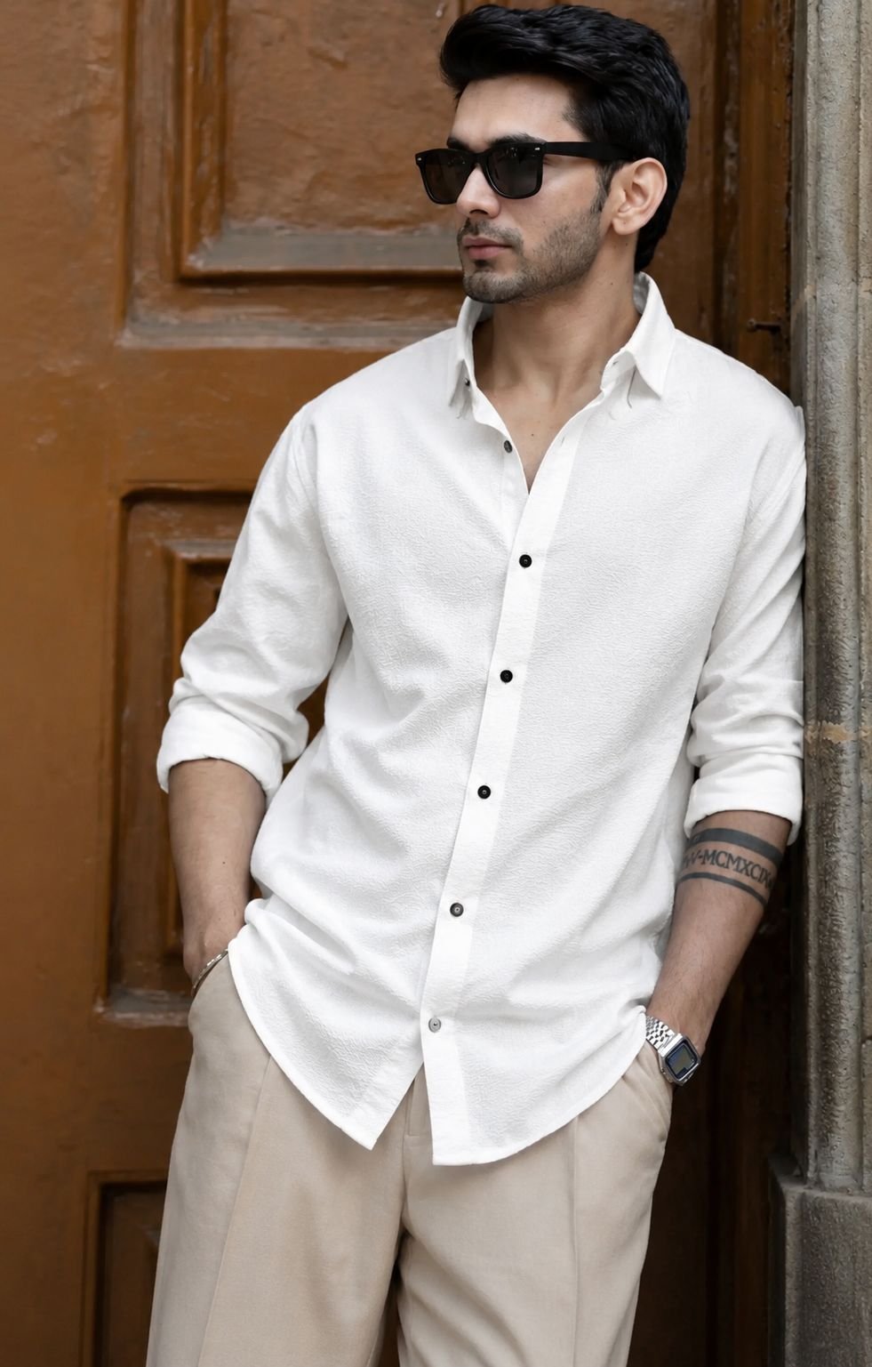 Men's Premium Imported Bubble Popcorn Full Sleeve Shirt | 3D Textured Smart-Casual Wrinkle-Free Shirt