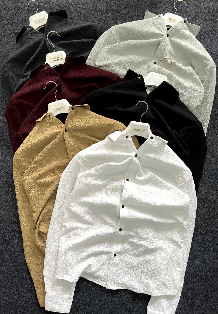 Men's Premium Imported Bubble Popcorn Full Sleeve Shirt | 3D Textured Smart-Casual Wrinkle-Free Shirt