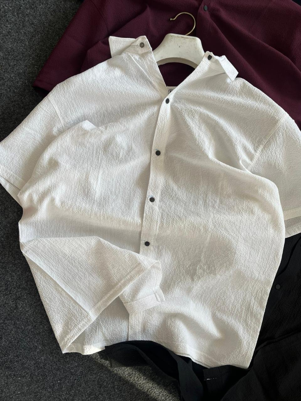 Imported Men’s Bubble Popcorn Textured Half Sleeve Casual Shirt